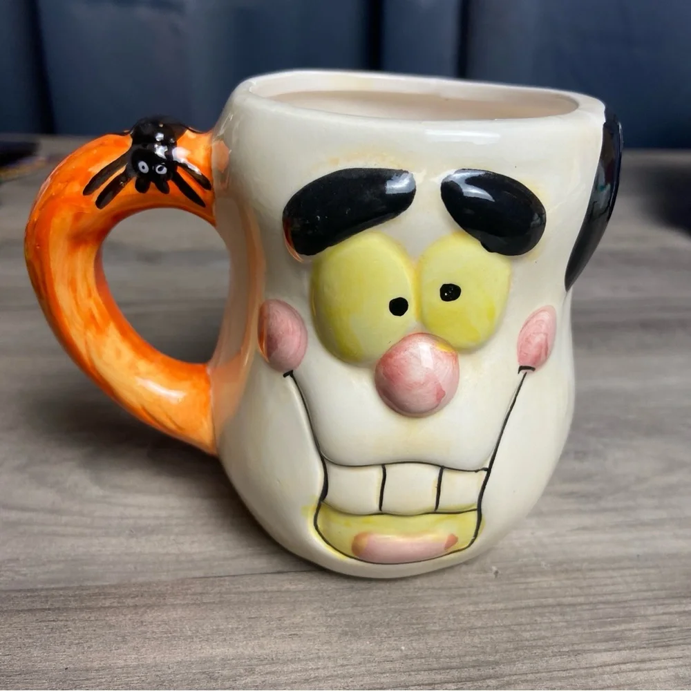 Royal Norfolk Vintage Halloween Ghost ceramic coffee mug,‎ With Black Spider